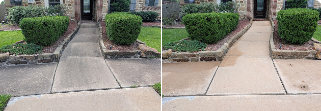 Driveway Cleaning Before and After done by pressure washing America In Houston TX
