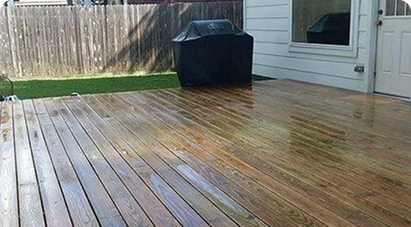 Clean patio after power washing