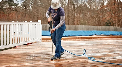 Pressure Washing Expert Cleaning Patio in Houston TX